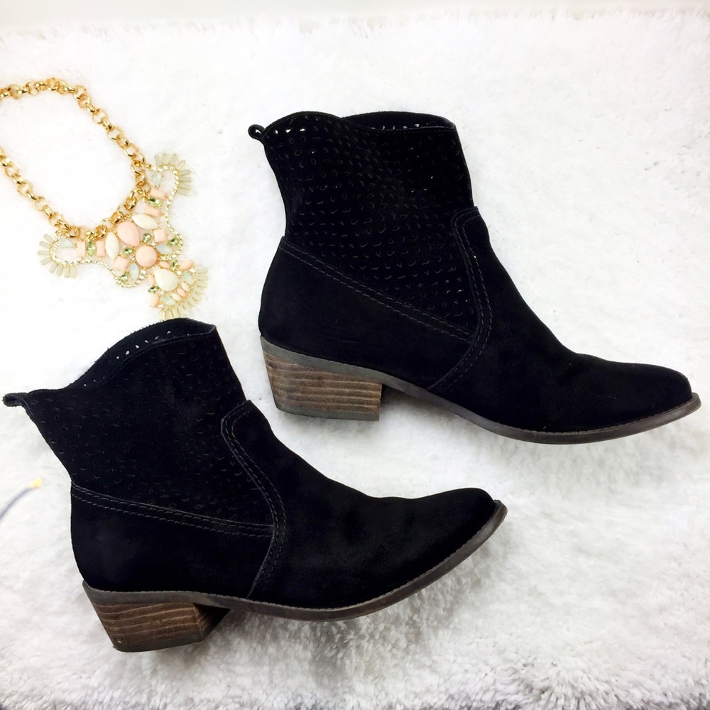American Eagle Black Suede Cowboy Booties